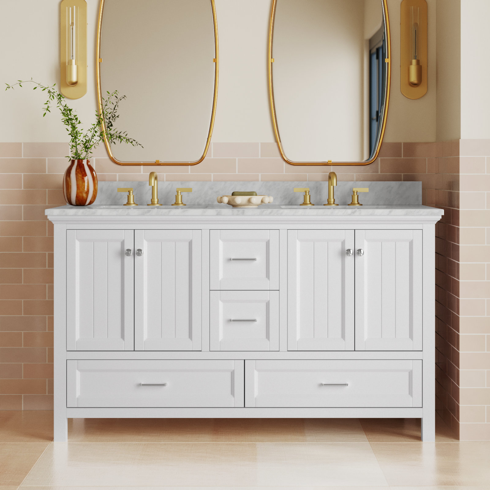 Maven 60'' Double Bathroom Vanity, White