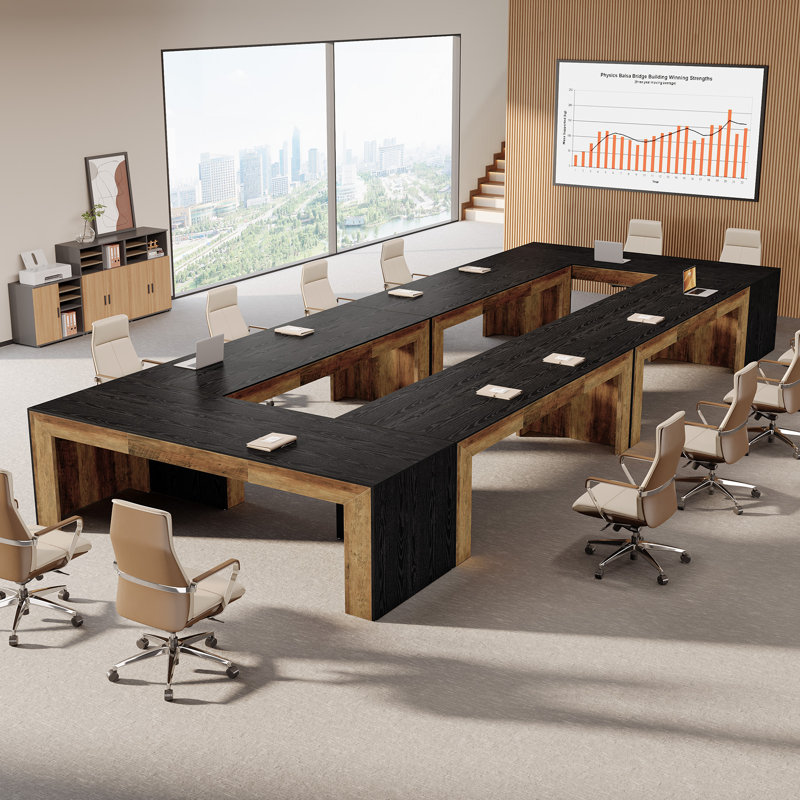 78.7cm Rectangle Conference Table, Black/Vintage Brown