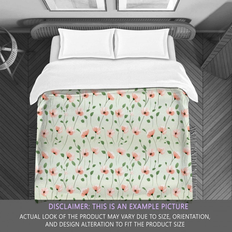 Polyester Floral Comforter, King Comforter, Green/Pink