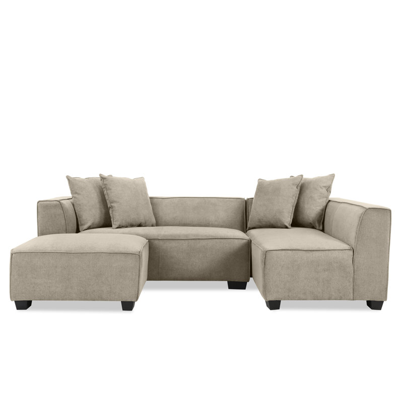 Easton Upholstered L-Shaped Sectional Right Hand Facing, Cashmere Gray Polyester