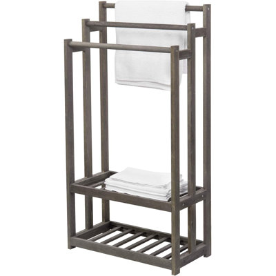 Rustic Wood Bathroom Quilt Blanket Rack