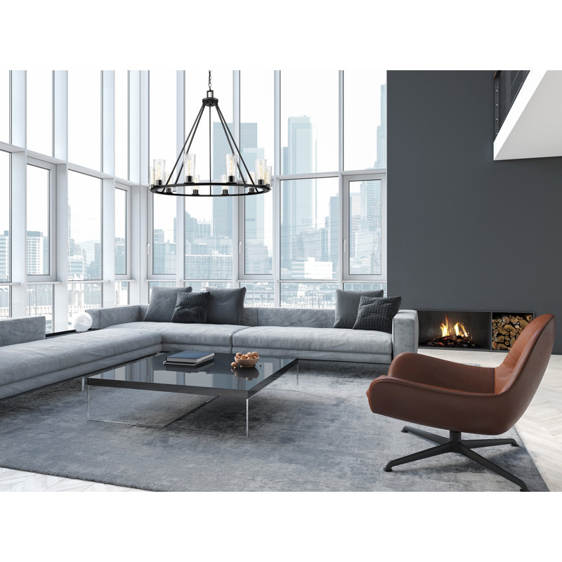 Esma 10 Light Chandelier, Matte Black, 28'' H x 46'' W x 46'' D