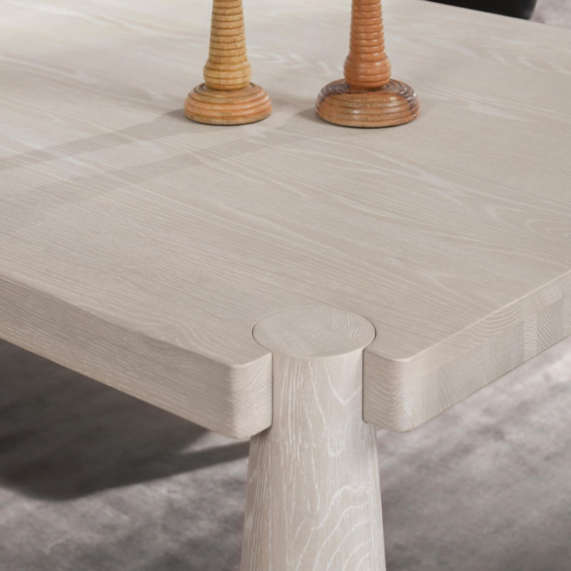 Atrop 102" Oak Wood Dining Table, Beige
