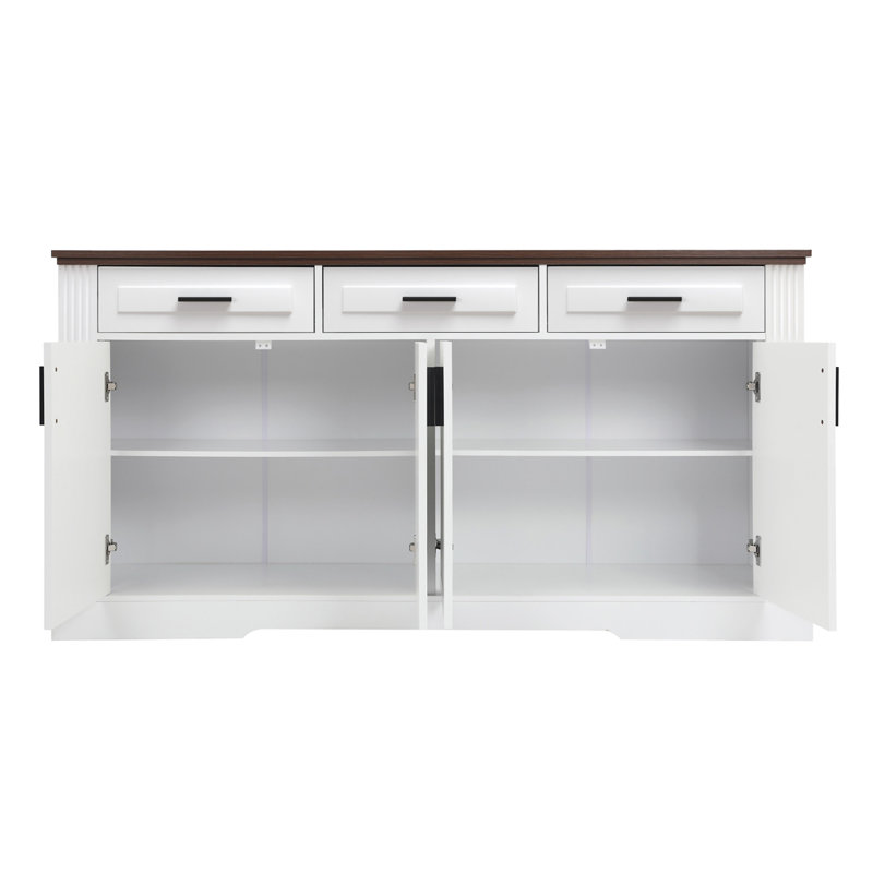 Buffet 63 "avec rangement cannelé avec rangement, Blanc