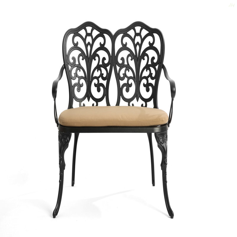 Cast Aluminium Bench With Cushion, Black