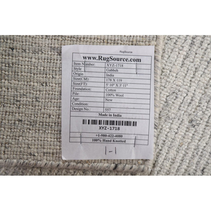 One-of-a-Kind 3'11" X 5'10" New Age Wool Area Rug in Ivory