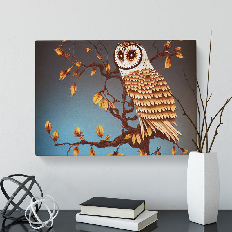 Owl Art Deco Style - Wrapped Canvas, 35cm H x 50cm W x 3cm D