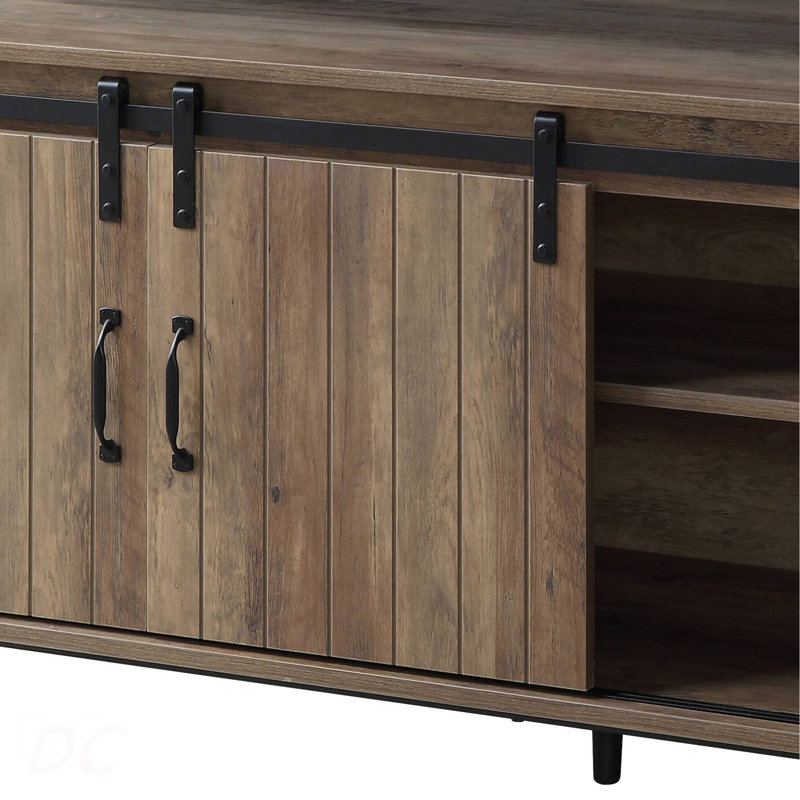 Rashawn Rustic Oak & Black Finish TV Stand
