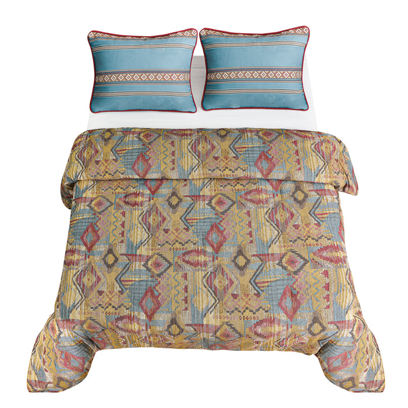 Ruidoso Aztec Southwestern Pattern Western Comforter Set, Queen Comforter + 3 Additional Pieces