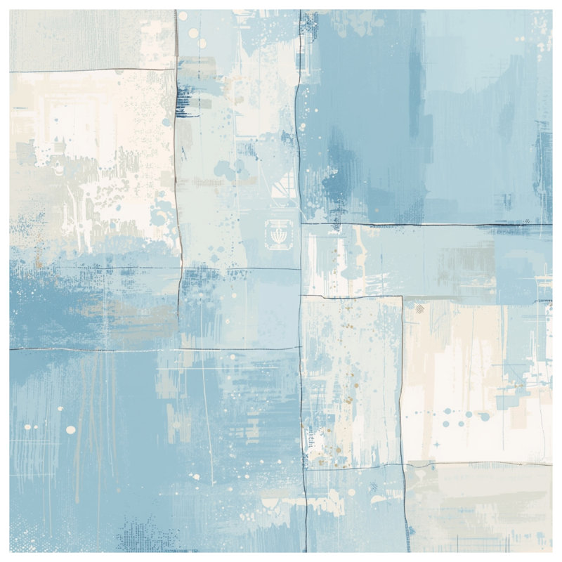 Blue Abstract Patchwork Blankets, 50in W x 60in H