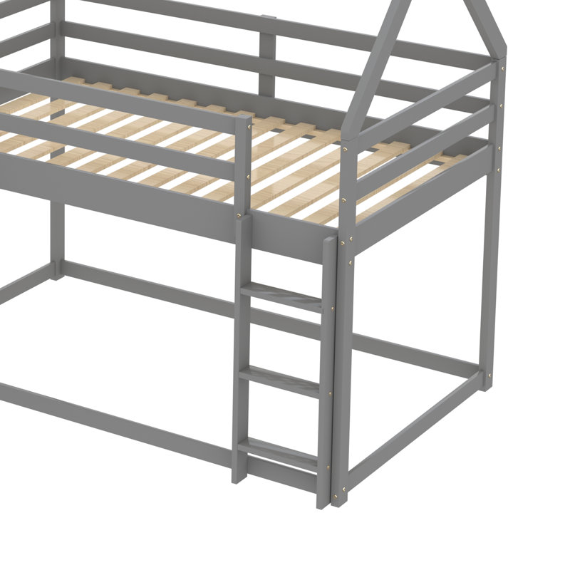 Bickleton Kids Twin Over Twin Bunk Bed, Gray