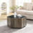 Hexagonal Rustic Retro Wood Coffee Table with Hidden Storage and Marble Top, Ideal for Living Room and Reception Areas-1347911819-1347911817