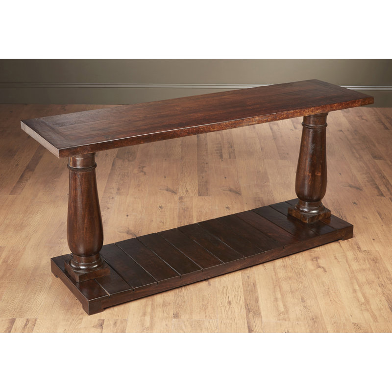 Solid Mango Wood and Metal Console Table with Storage