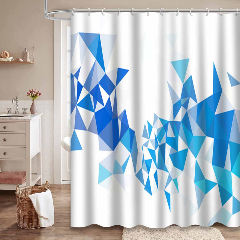 Rideau de douche bleu clair avec 12 crochets, L 72 po x l 72 po