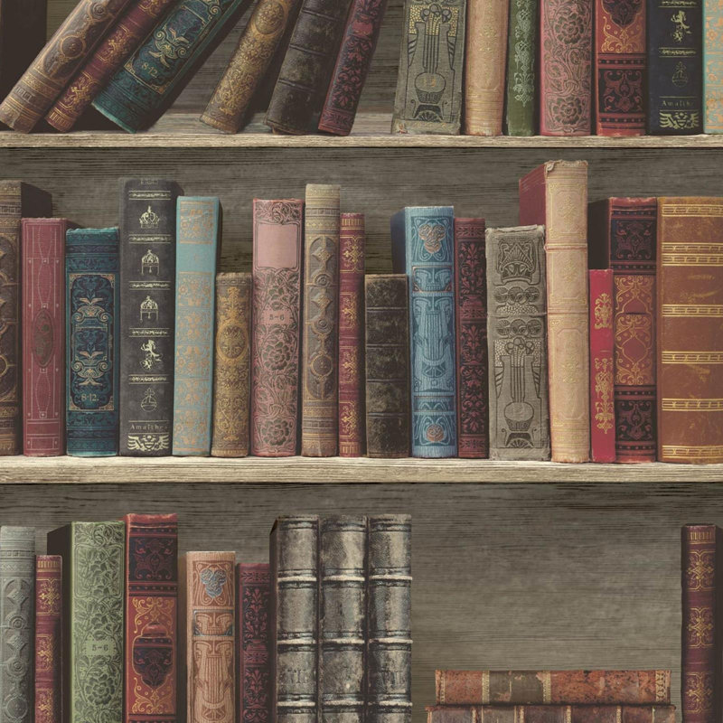  Library Bookshelf Books Shelves Classic Realistic Bookcase Wallpaper Retro