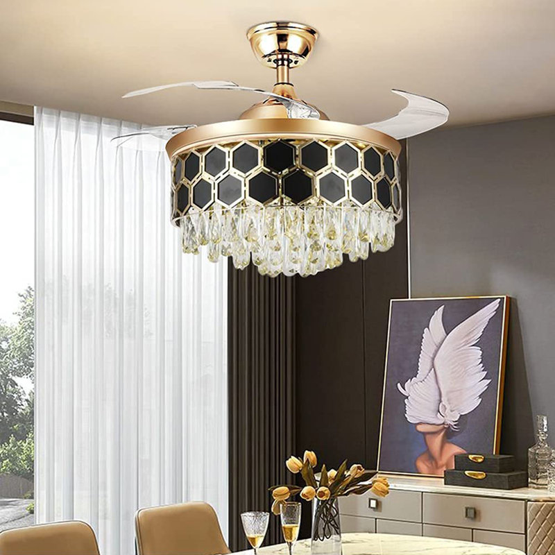 Ventilateur de plafond moderne à 4 pales avec lumières Earlin