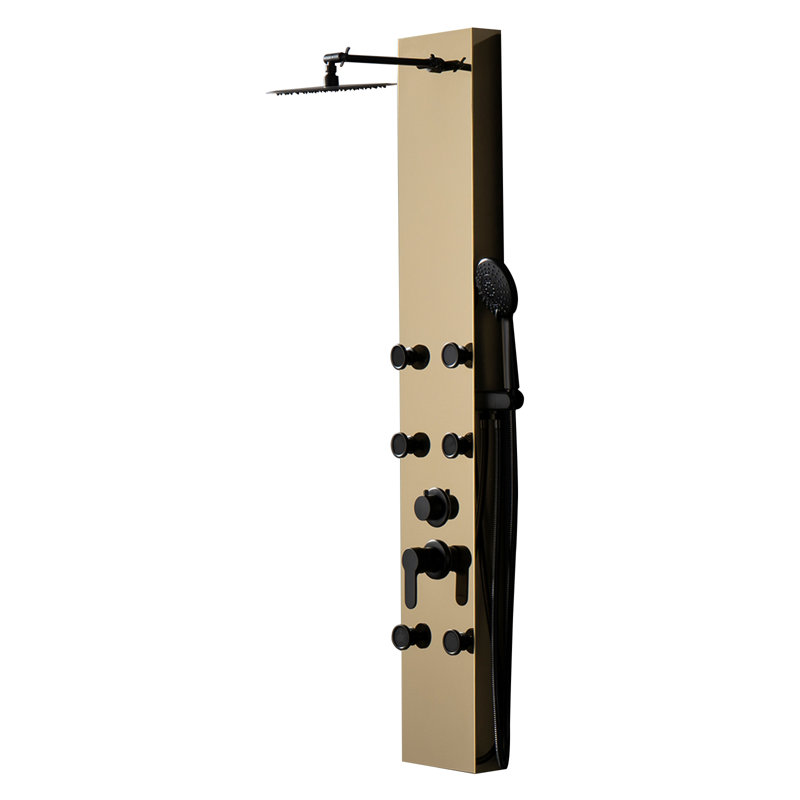 3-way Diverter Rainfall Shower Tower Panel System with Rainfall Waterfall Shower Head and Shower Wand in Chrome Nickel