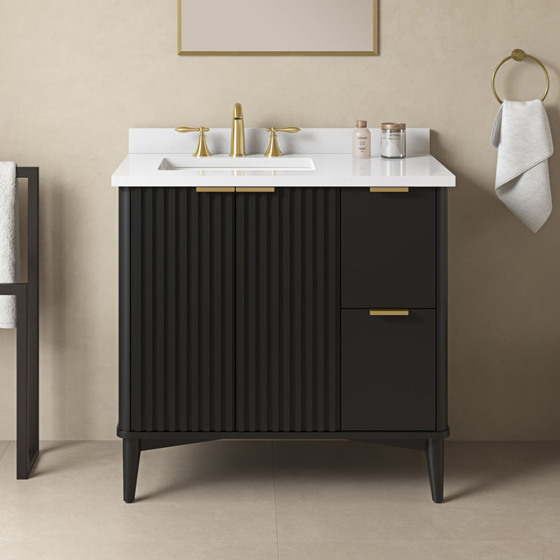 Meuble-lavabo simple 36 po Gabi, Noir onyx
