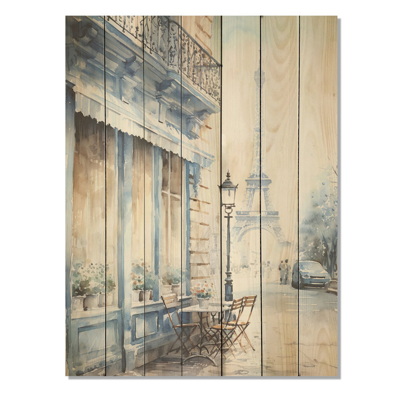 Gris, rue urbaine parisienne I - City Paris sur impression sur bois, H 20 po x l 10 po