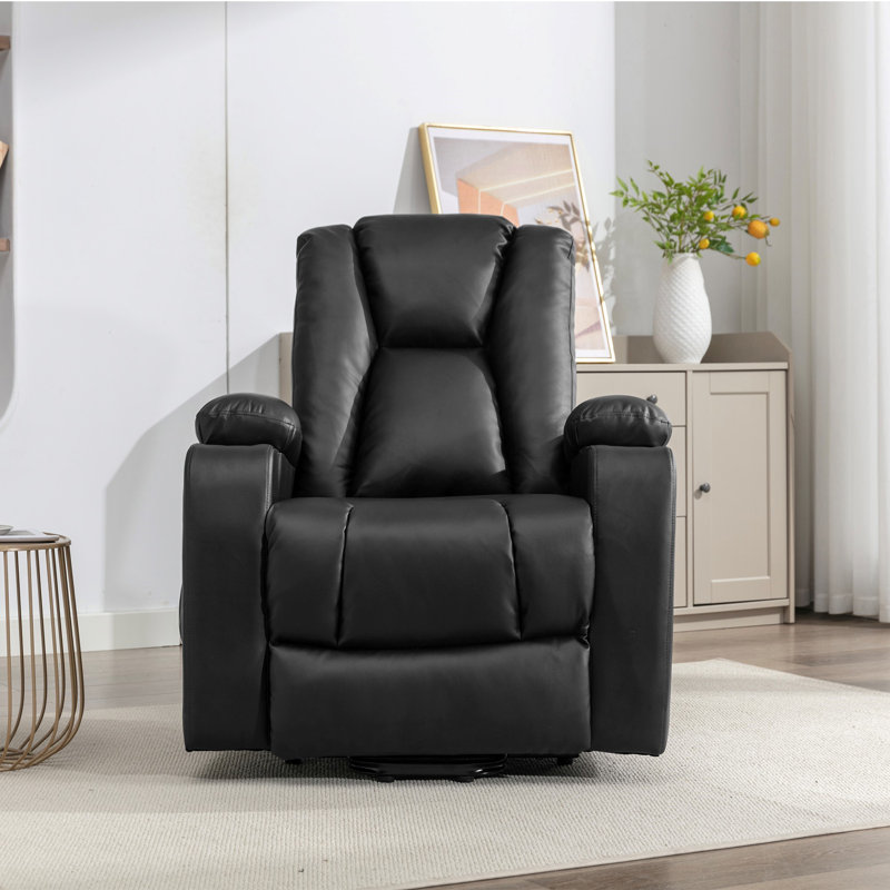 Anuel 88cm Wide Faux Leather Lift Assist Standard Recliner with Massager, Black