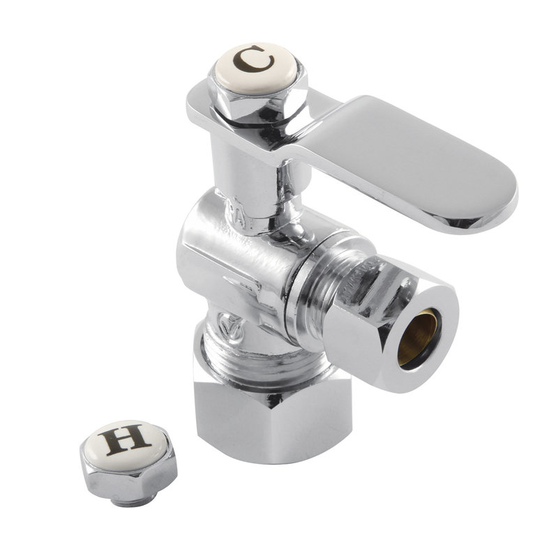 Kingston Brass Whitaker 5/8-Inch OD Comp x 3/8-Inch OD Comp Quarter-Turn Angle Stop Valve, Polished Chrome