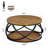 31.5" Modern Round Coffee Table with Storage Shelves, 2-Tier Rustic Circle Center Table with Metal Frame For Living Room, Small Space, Brown-1474506381