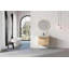 Meuble-lavabo mural 24 po avec lavabo en résine, finition chêne naturel, armoire à double porte en contreplaqué, ensemble de meuble-lavabo flottant moderne, ensemble KD, ensemble simple