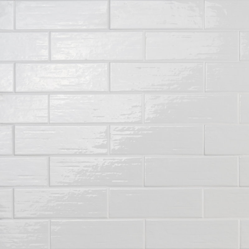 Carreau de mur et de sol en brique de porcelaine 3 po x 9 po Crux, Blanc poli