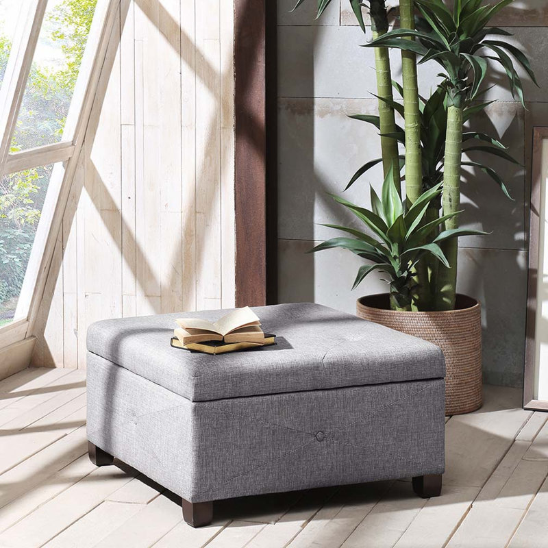 Edholm Upholstered Ottoman, Charcoal Gray 100% Polyester