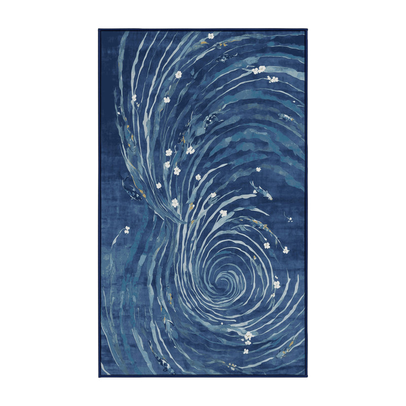 Tapis bleu lavable à la machine, Rectangle 8 pi x 10 pi