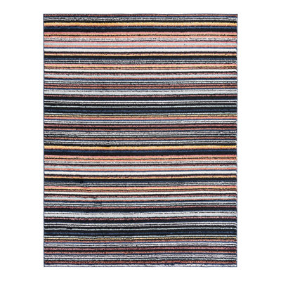 Tapis rayé noir / orange / blanc Prentice