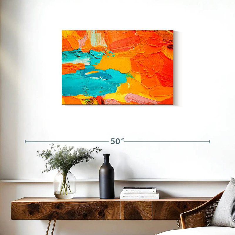 Avery orange et bleu abstrait, H 20 po x l 30 po