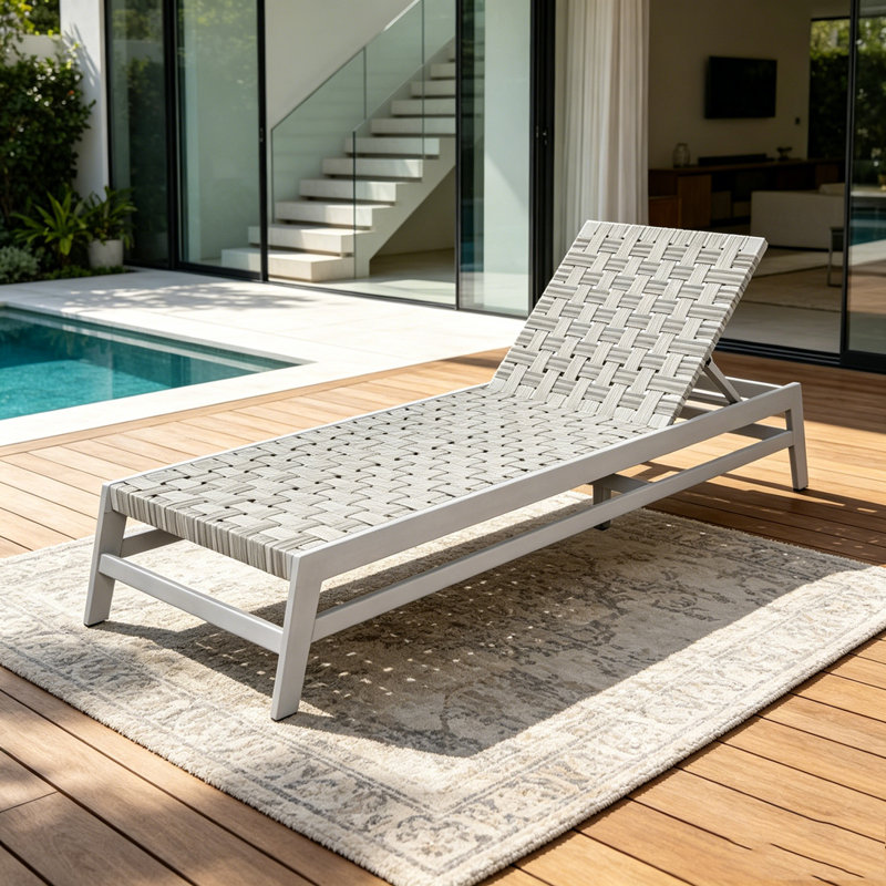 Outdoor Rope Chaise Lounge, Grey,LIGHT GREY