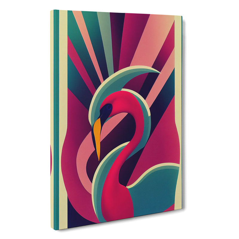 Modern Flamingo Abstract - Wrapped Canvas, 50cm H x 35cm W x 3cm D