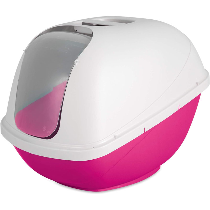 Bac à litière Basic, H 18 po x l 16 po x P 14 po, Blanc / rose