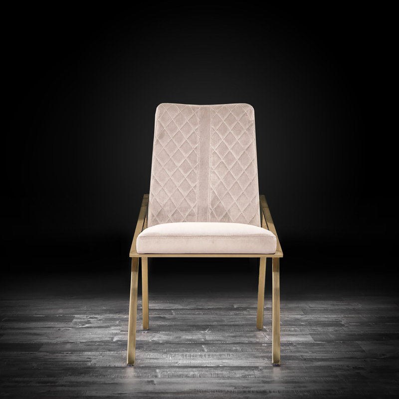 Chaise d'appoint Ingleside, Beige, Acier inoxydable doré champagne brossé