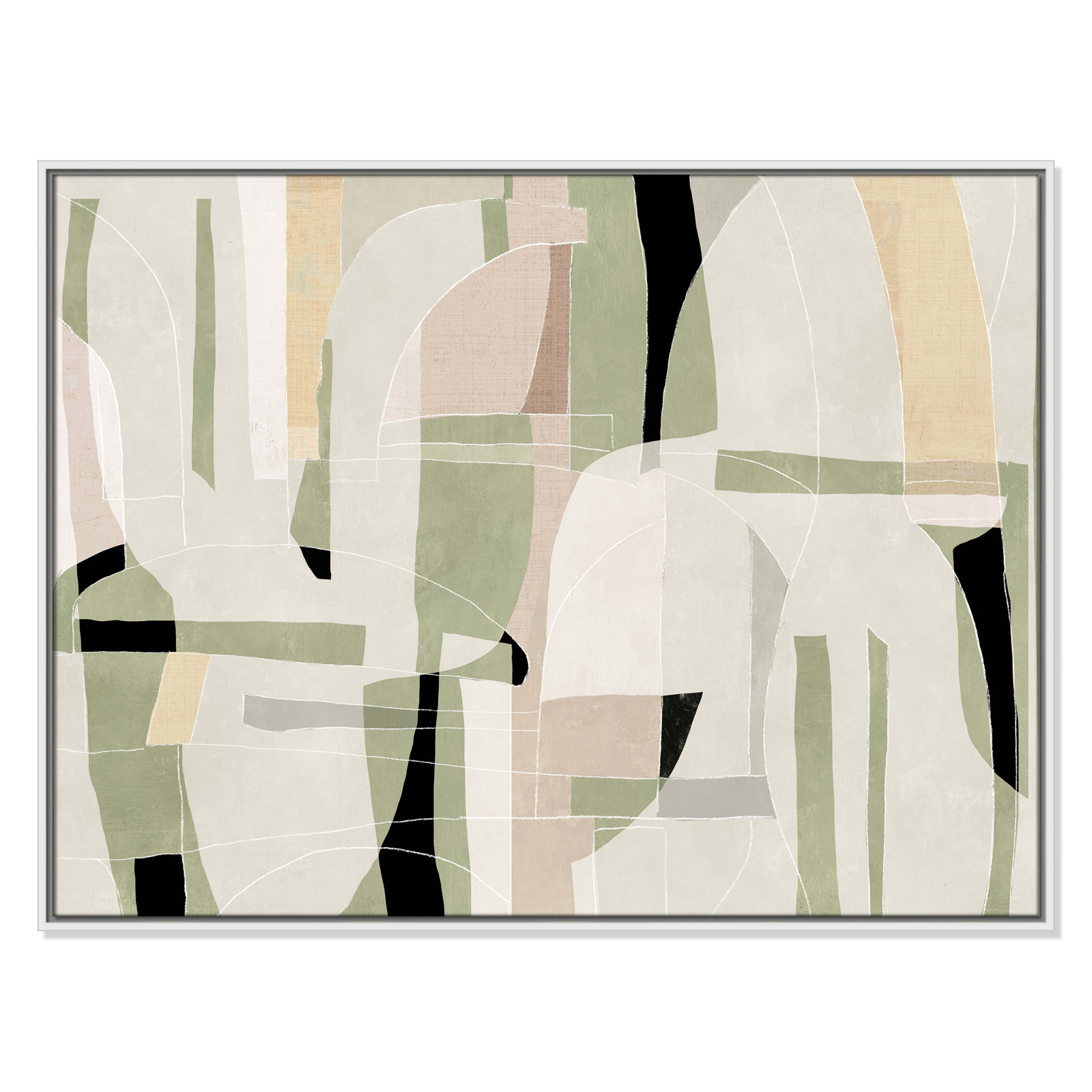 Sunny Barcelona - Floater Frame Canvas, 41.5" W x 31.5" H, White