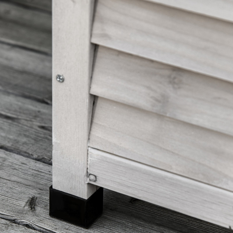 Coffre de jardin en bois gris 75 gallons - Bac de rangement extérieur avec système d'aération et couche résistante aux intempéries pour une durabilité accrue à l'extérieur