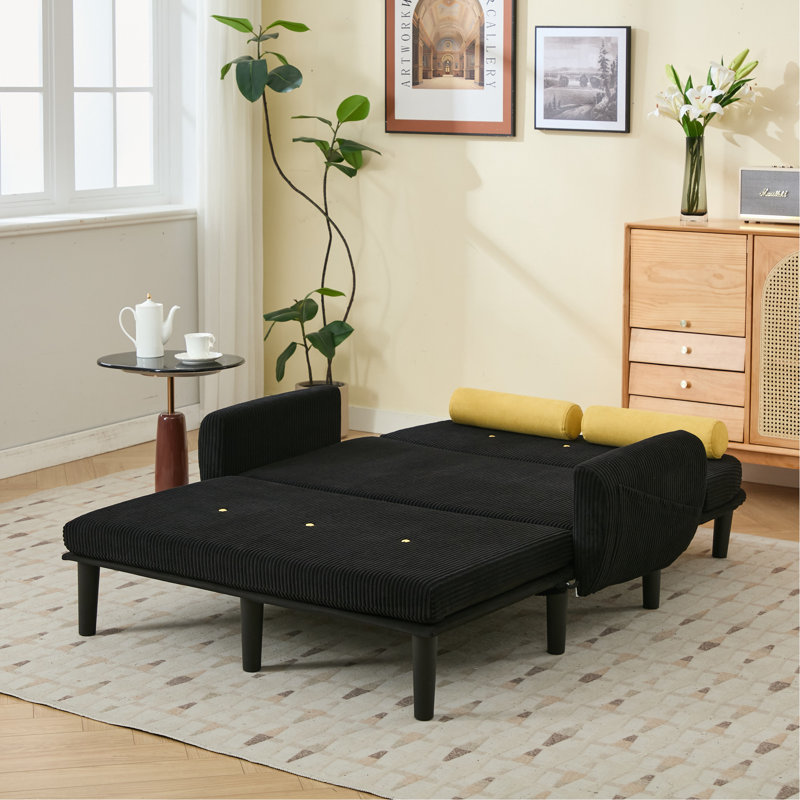 Fauteuil inclinable en velours noir avec causeuse, Noir, Noir