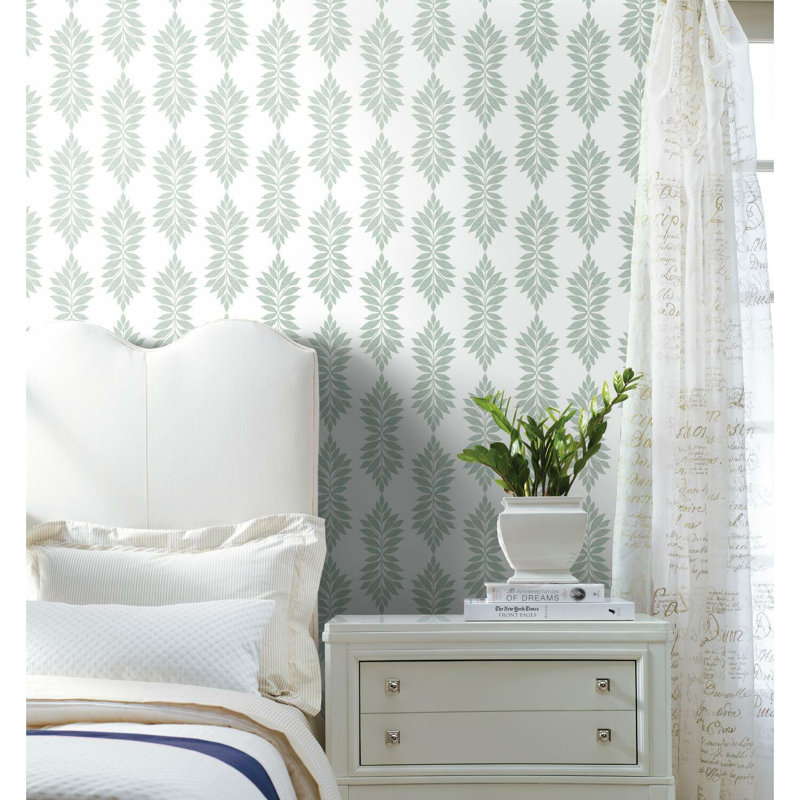 Rouleau de papier peint autocollant L 20 pi x l 20,5 po Hamall Broadsands Botanica, Vert clair, L 20,5 po x L 33 pi