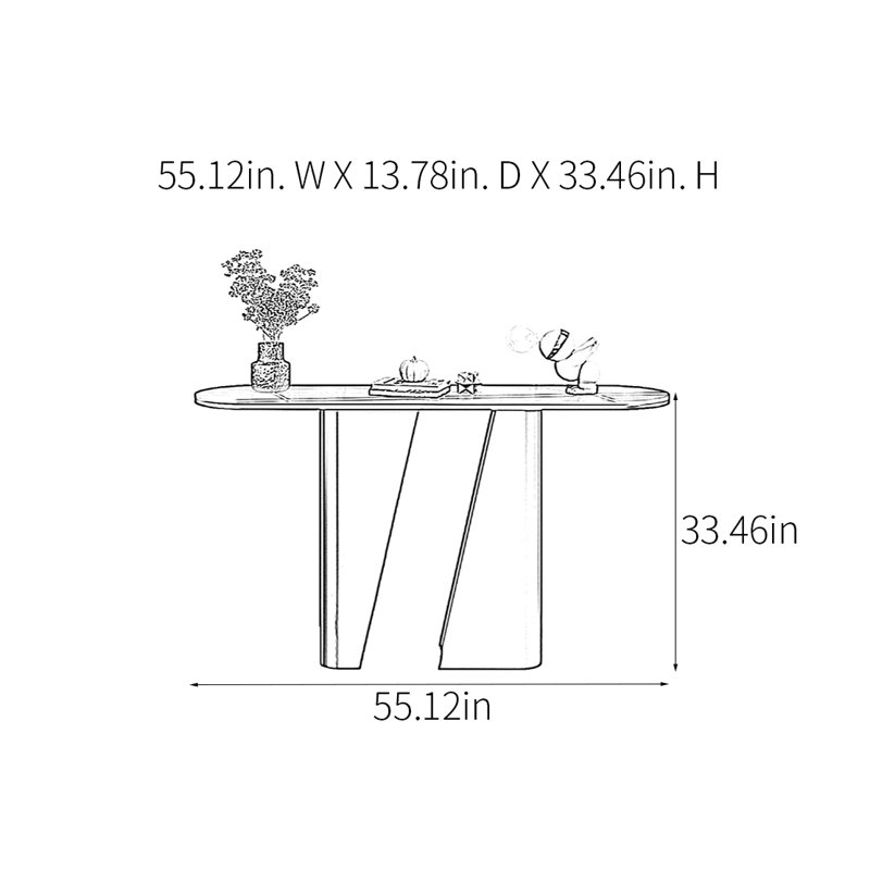 Console Modern Minimalist Art Design, Or champagne, H 33,46 po x l 55,12 po x P 13,78 po, Blanc