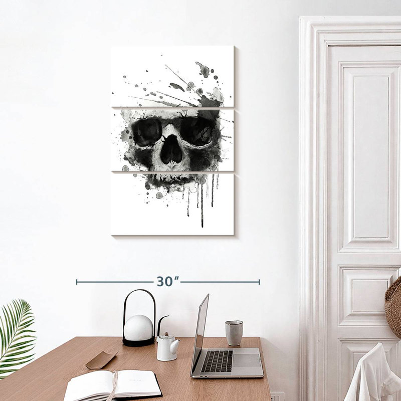 Hitzel Dark Blotted Skull, 32" H x 20" W