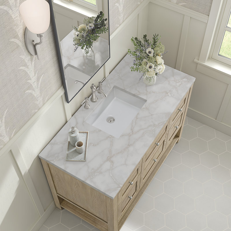 Breckenridge 48 in. Single Vanity, Whitewashed Oak, Victorian Silver