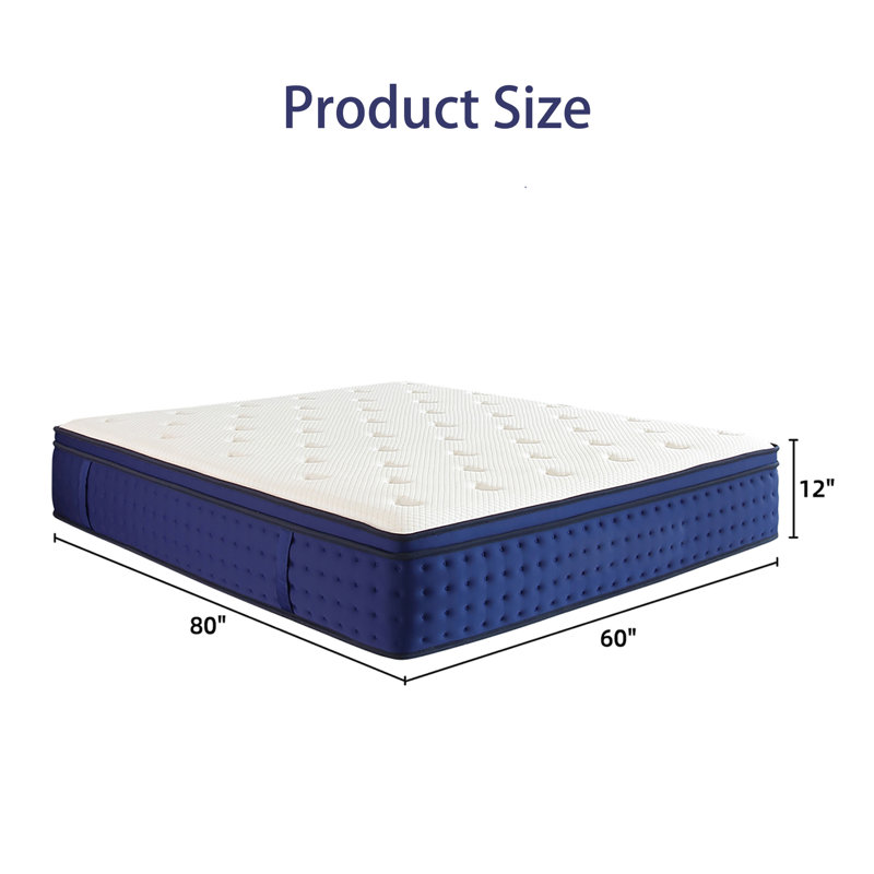 Modern Mattress With Gel Memory Foam Euro Top Cool Hybrid Individual Pocket Spring With Edge Support, Queen