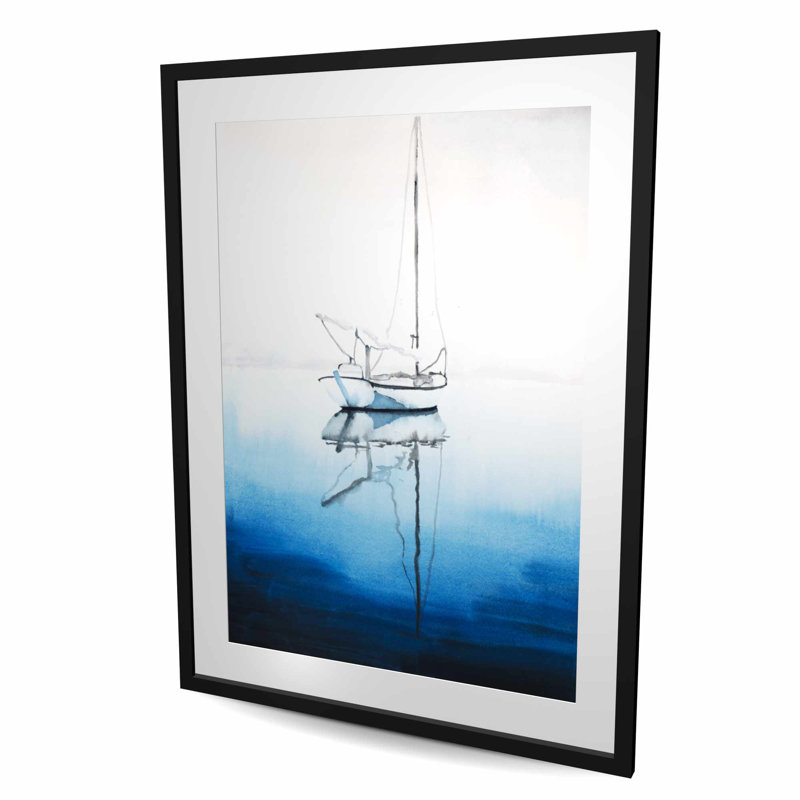 «White Boat on Deep Blue Water», impression d'art mural
