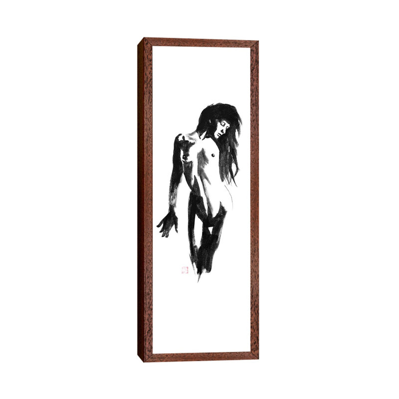 On The Wall by Péchane - Panoramic Print on Canvas, 121.92 cm H x 40.64 cm W, Classic Brown Wood Framed