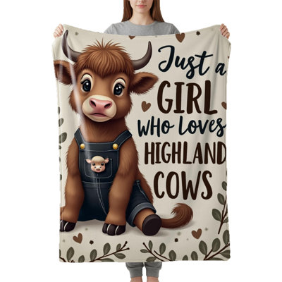 Jeté Highland Cow Floral Quote