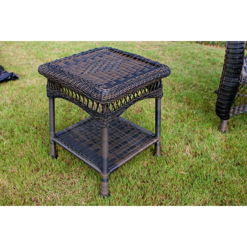 Portside Dark Roast Woven Resin Wicker Outdoor Side Table