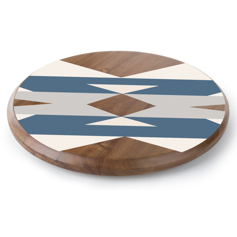 CounterArt Southwest Patterned Acacia Wood Lazy Susan Turntable 14" Round