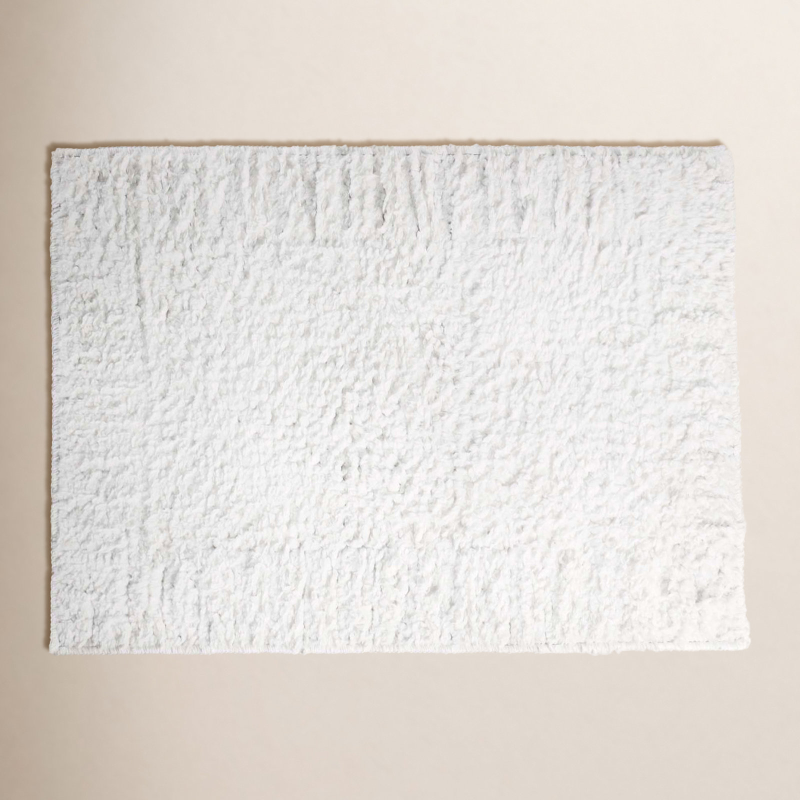 Inaya Modern Striped Plush Tufted Shag Machine Washable 2 Piece Bathroom Rug Set, White/White, LARGE- 2 Piece Set